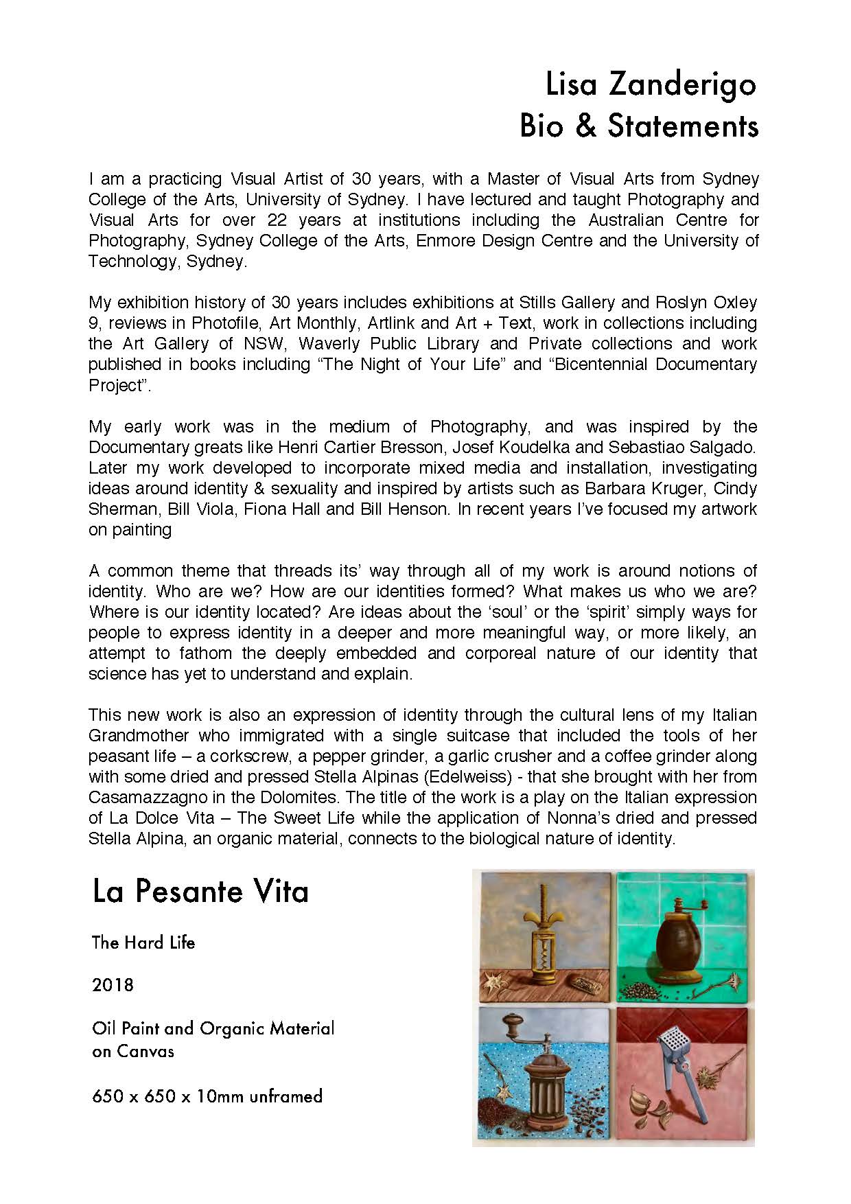 Stella Alpina Artist Statement & Bio