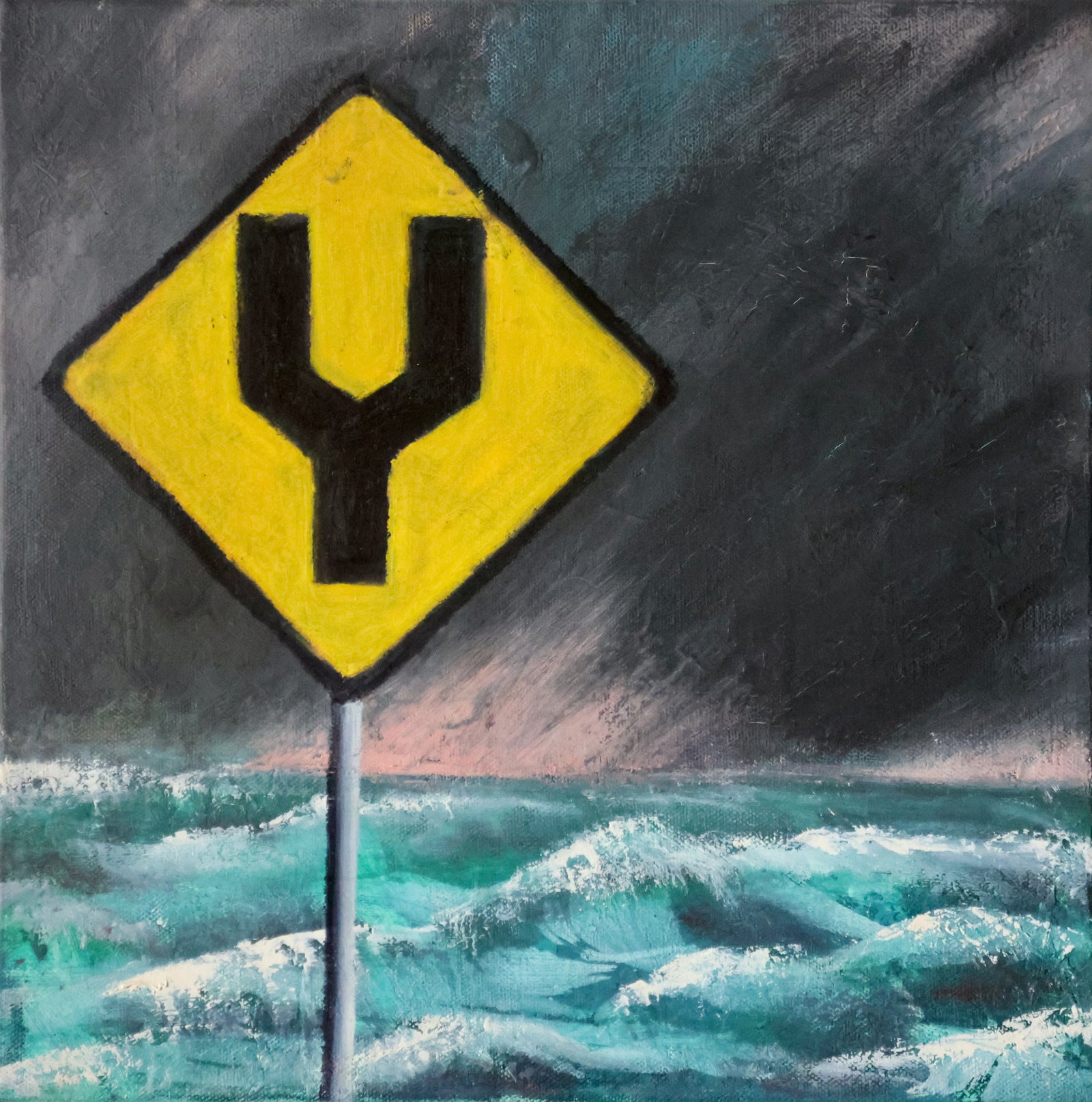 Divided Road - Oil & Oil Pastel on Canvas - 300 x 300mm