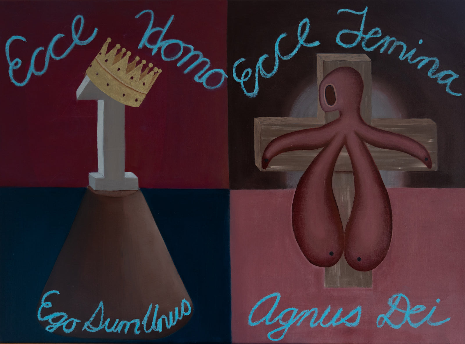 Ecce Homo Ego Sum Unus - Oil Paint & Wax Crayon on Linen - 1000x  1030mm