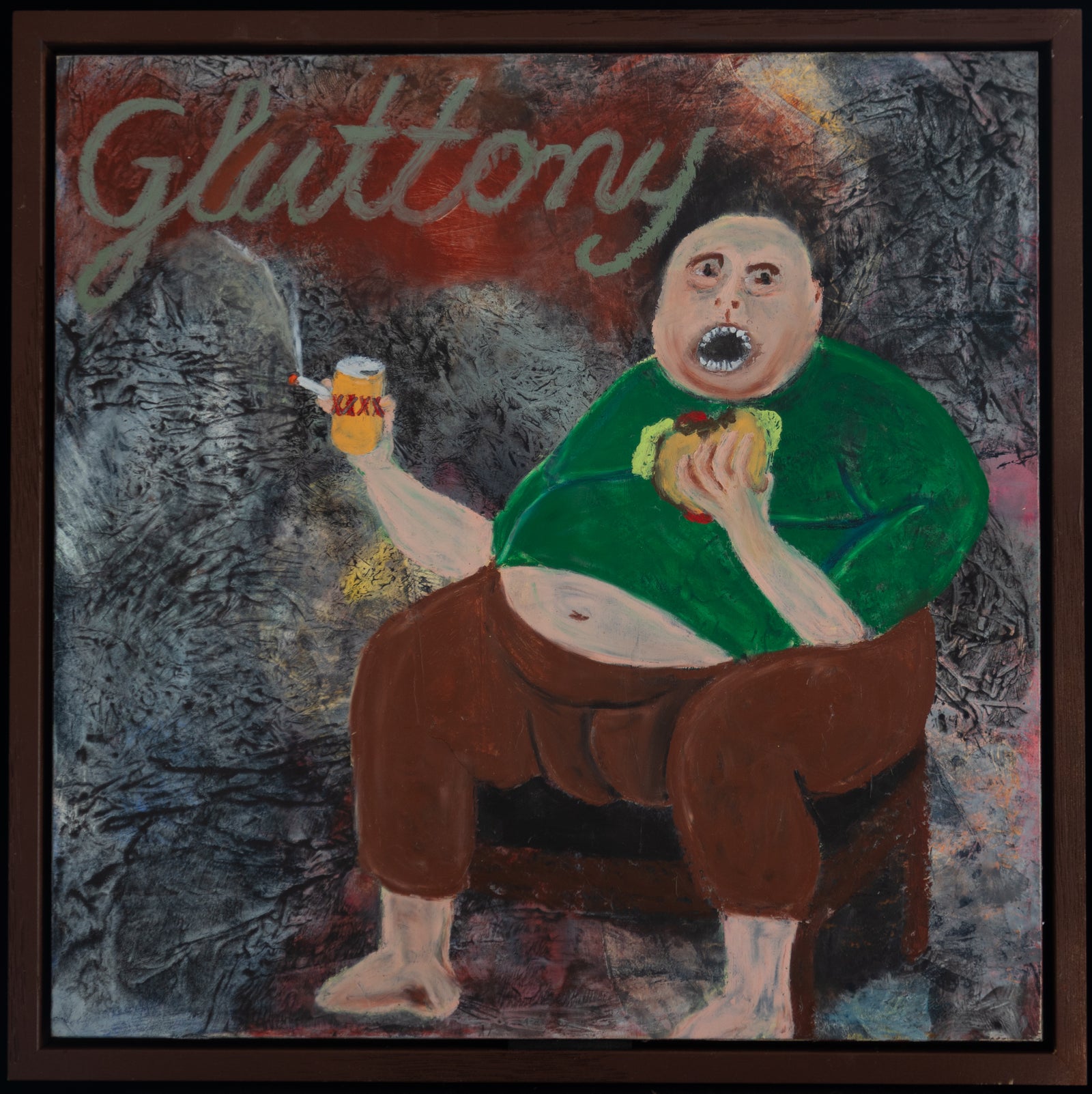 Eight Deadly Sins: Gluttony - Oil Paint & Oil Pastel on Board - 335 x 335mm