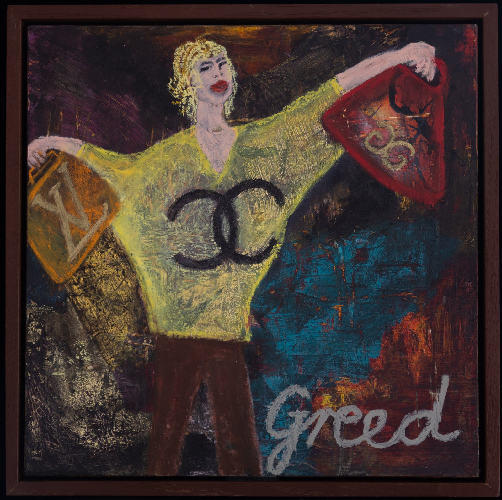 Eight Deadly Sins: Greed - Oil Paint & Oil Pastel on Board - 335 x 335mm