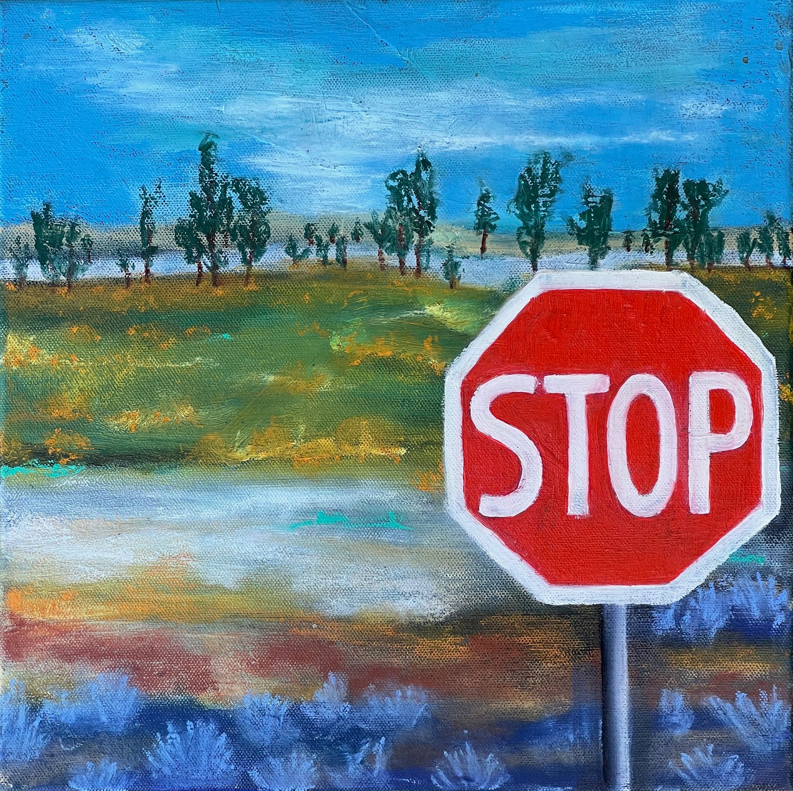 Stop - Oil & Oil Pastel on Canvas - 300 x 300mm