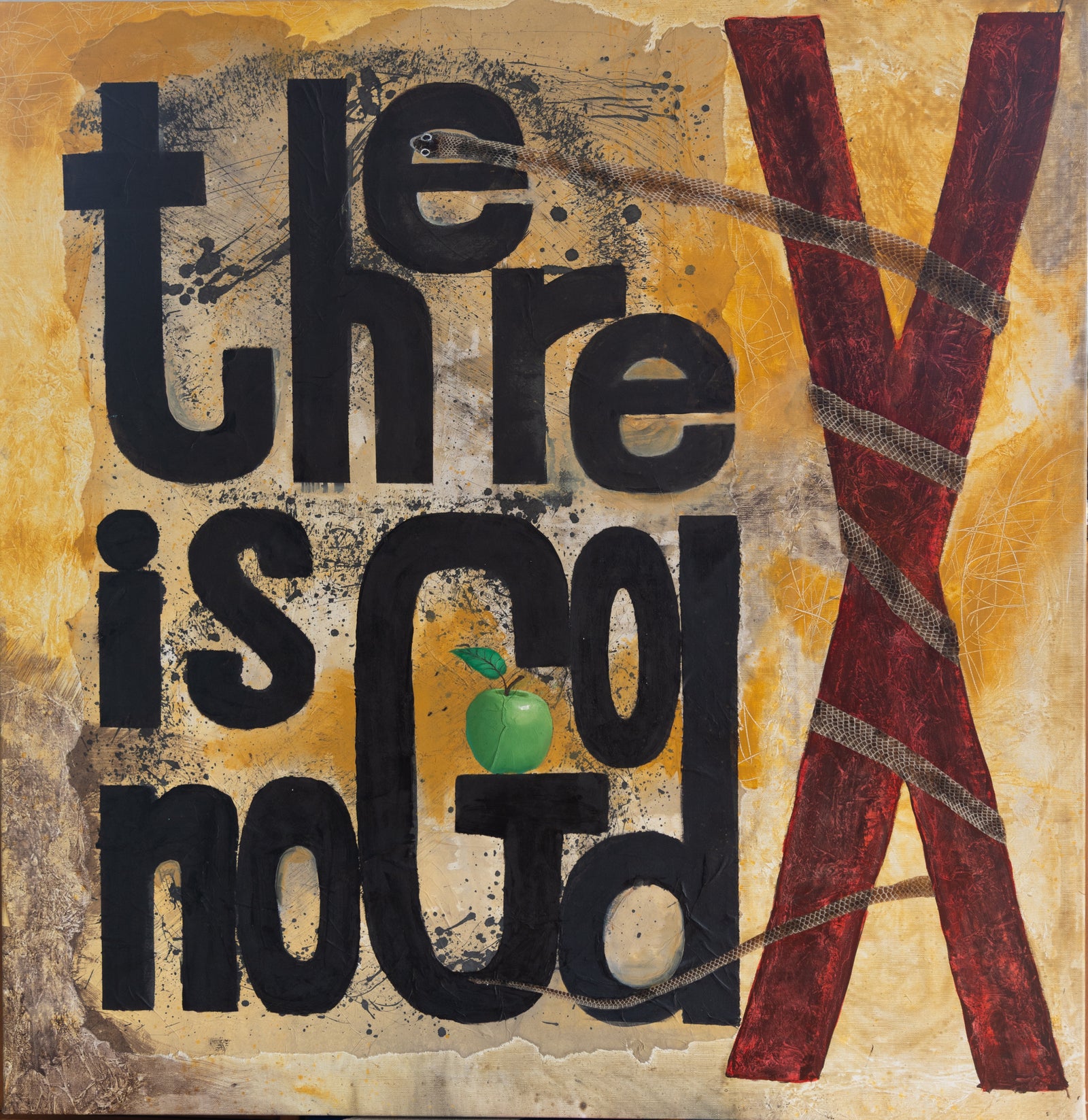 There Is No God - Mixed Media Collage on Linen - 1000 x 1030mm