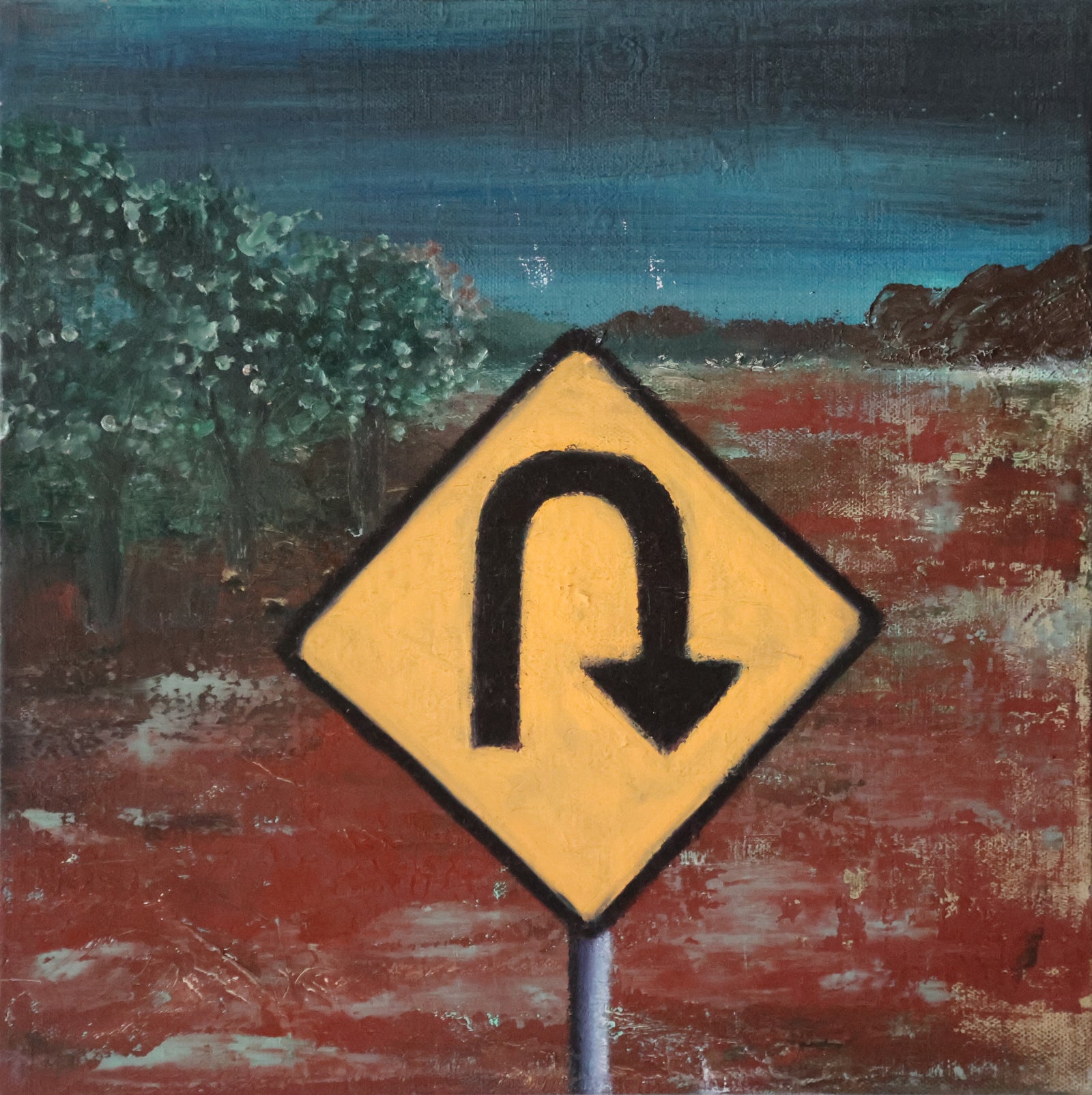 U Turn - Oil & Oil Pastel on Canvas - 300 x 300mm