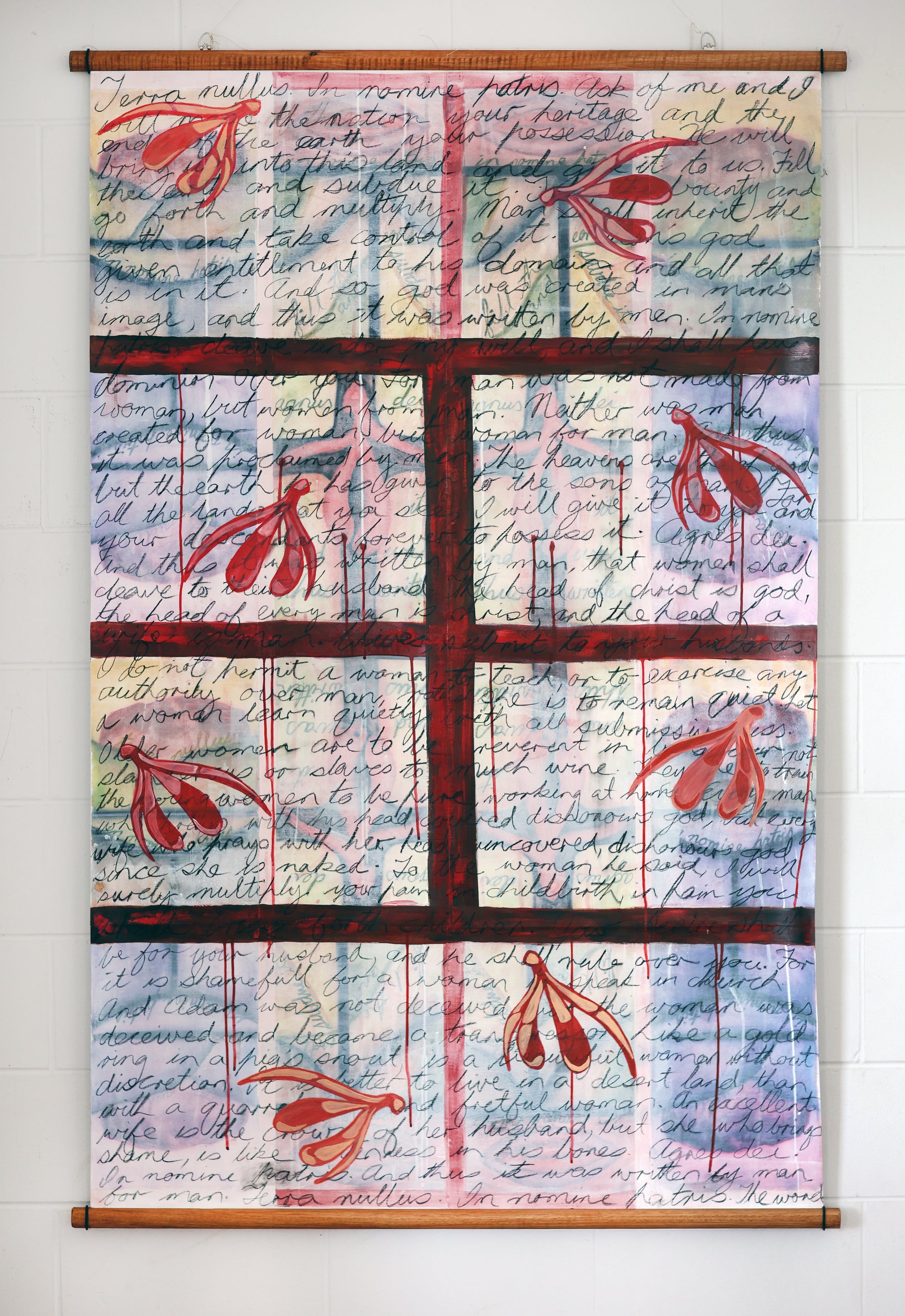 Agnus Dei II - Acrylic Polymer Pigment Ink, Charcoal, Oil Pastel & Paper Collage on Linen  - 1070 x 1810 mm
