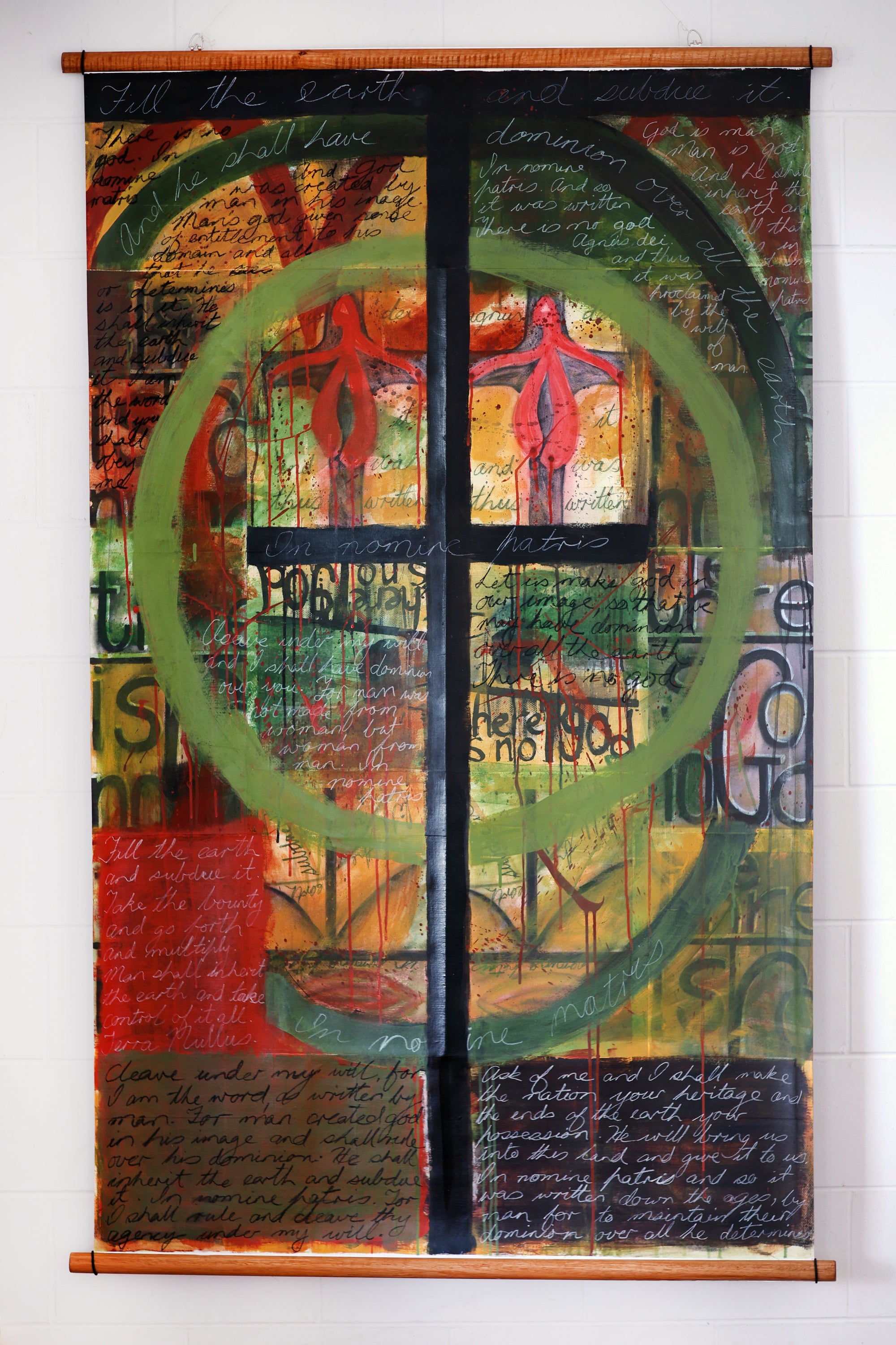 Agnus Dei III - Acrylic Polymer Pigment, Ink, Charcoal, Oil Pastel & Paper Collage on Linen  - 1070 x 1810 mm