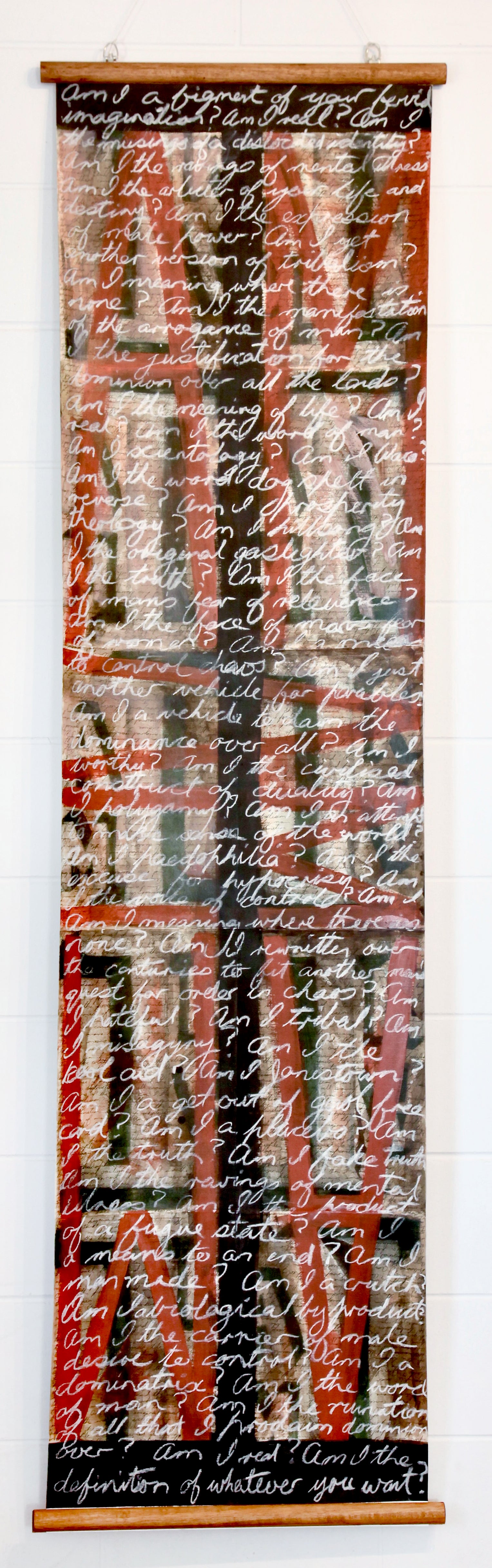 Am I? IV - Acrylic Polymer Pigment, Ink, Charcoal, Oil Pastel & Paper Collage on Linen  - 550 x 2110 mm