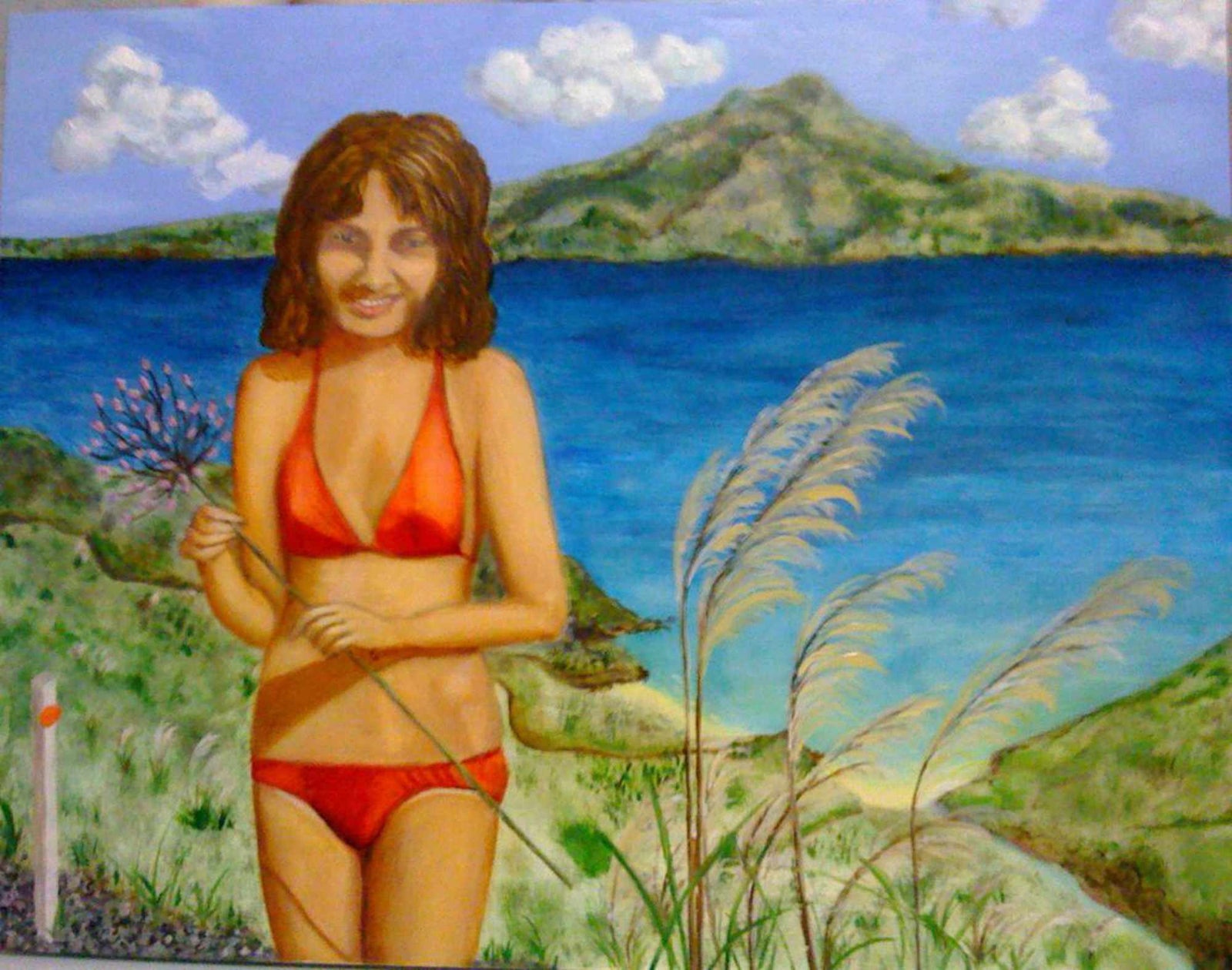 Self Portrait with Rangitoo - Oil on Board - 450 x 350mm